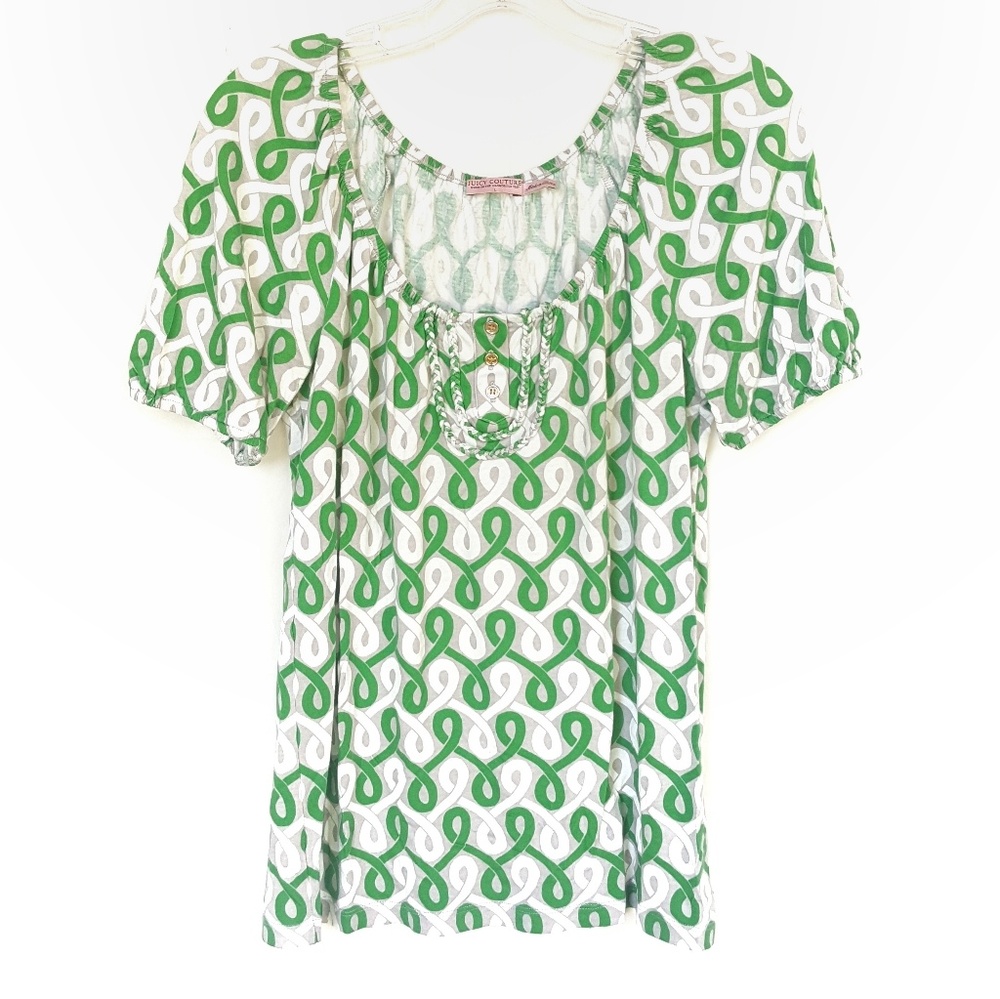 JUICY COUTURE Green Print Top
